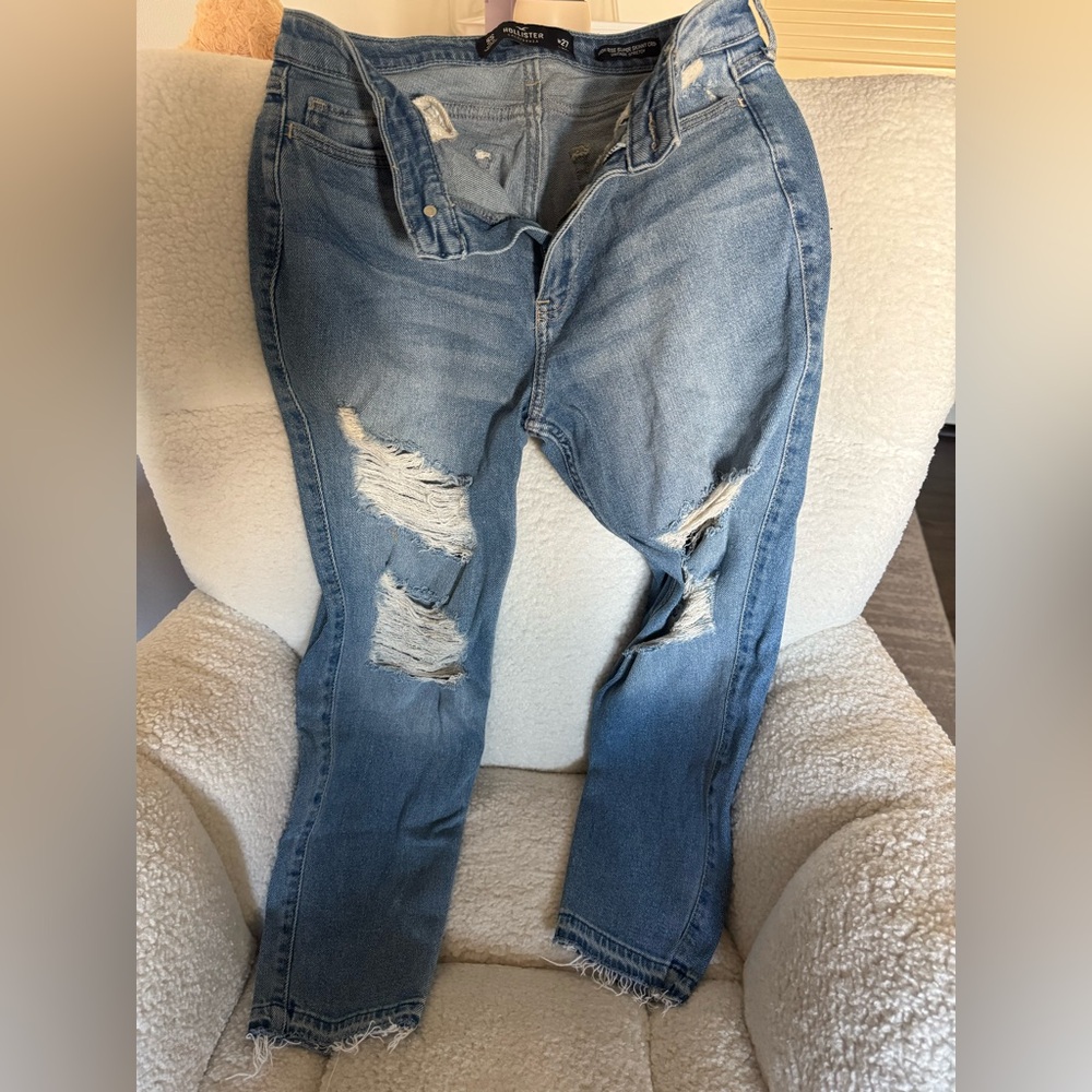 Hollister Women's Skinny Jeans - Distressed Blue